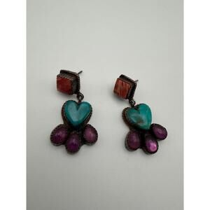 Vintage Handmade Sterling & Turquoise Dangle Earrings